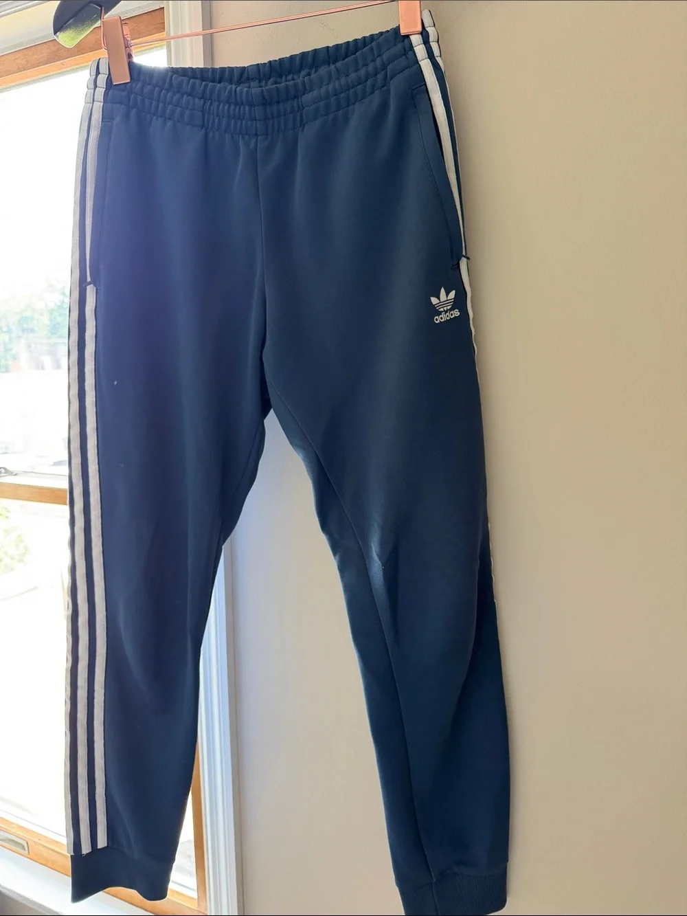 adidas Navy Blue Kids 3-Stripe Joggers